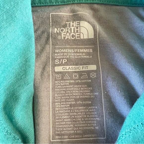 The North Face Small Classic Fit Gray Green Yellow Logo Hoodie Sweatshirt - Picture 4 of 4